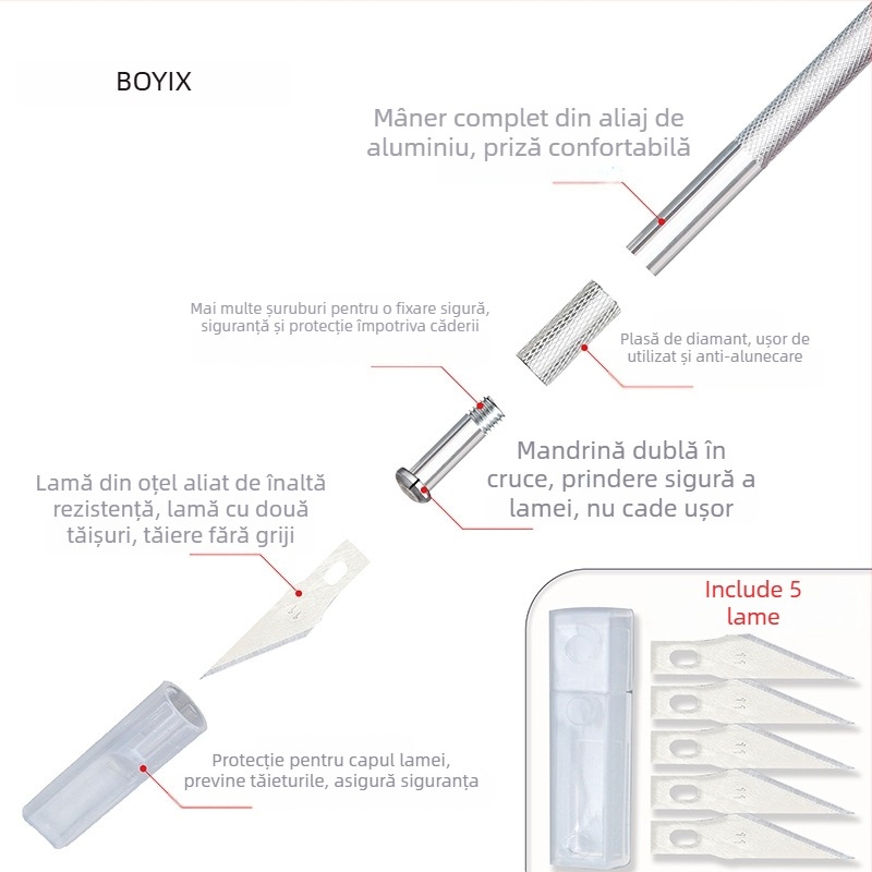 Cuțit multifuncțional din aliaj Bo Yi Xuan pentru tăierea hârtiei și proiecte DIY