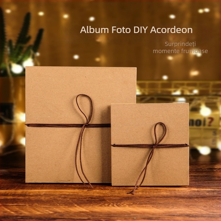 Kit DIY etichetare – album foto acordeon, pagini albe, pentru bebeluș, cuplu și amintiri de absolvire