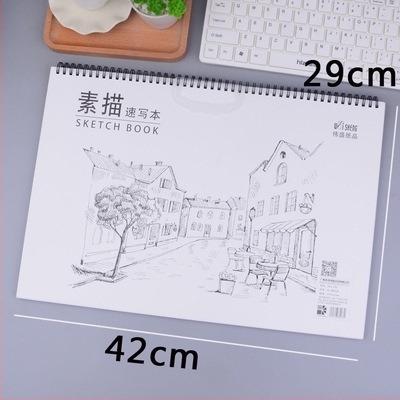 Caiet A4 de schițe pentru desen și pictură, legare în spirală, hârtie de desen 75 g