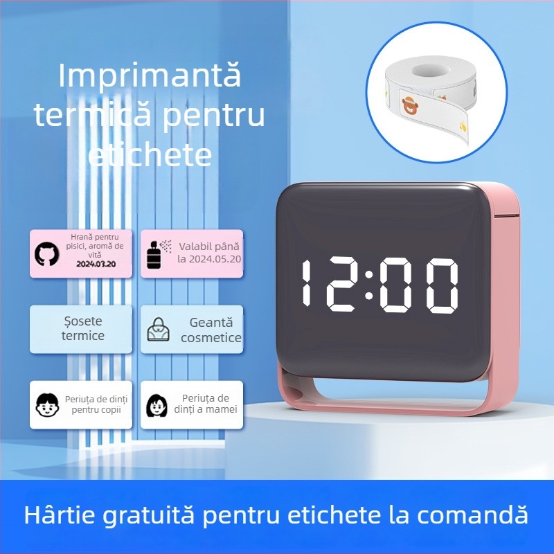 Imprimantă termică pentru etichete de preț, etichete pentru haine și etichete hangtag, imprimantă portabilă pentru coduri de bare