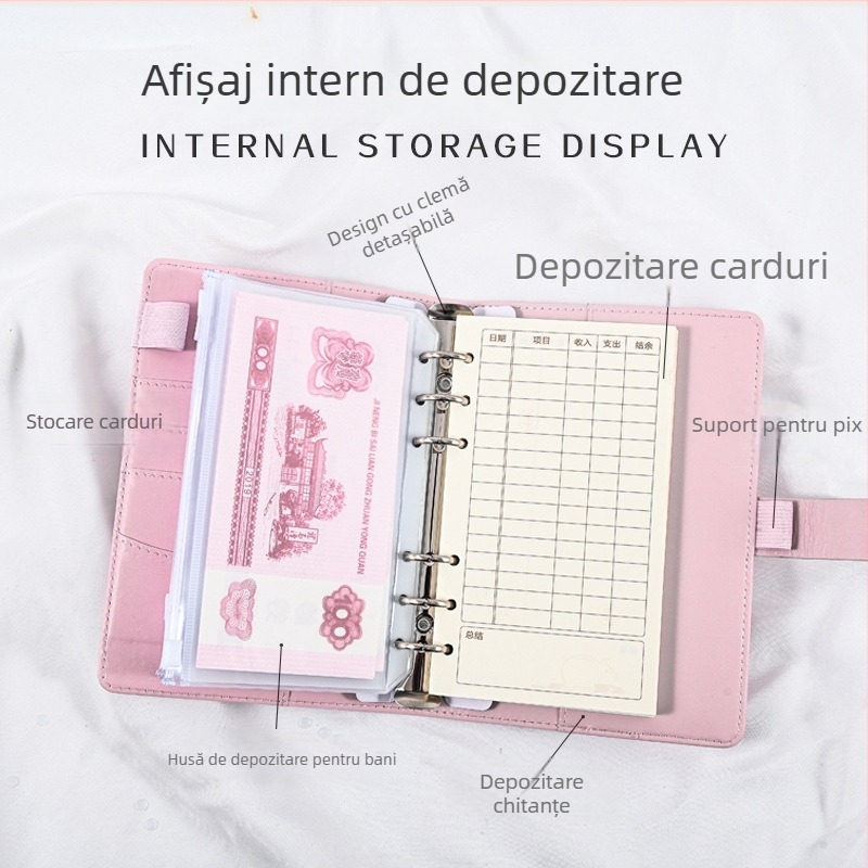 Binder pentru economii pentru copii, cu blocare prin parolă, spațiu mare pentru bancnote