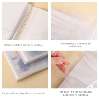 Album Polaroid mat pentru fotografii mici și cărți poștale, cu buzunare din plastic, pentru dimensiuni de 3, 4, 5 și 6 inch
