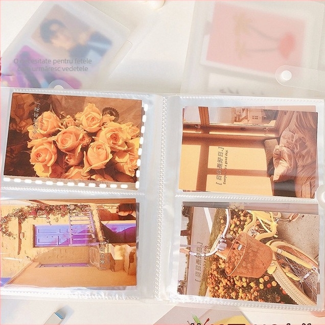 Album Polaroid mat pentru fotografii mici și cărți poștale, cu buzunare din plastic, pentru dimensiuni de 3, 4, 5 și 6 inch