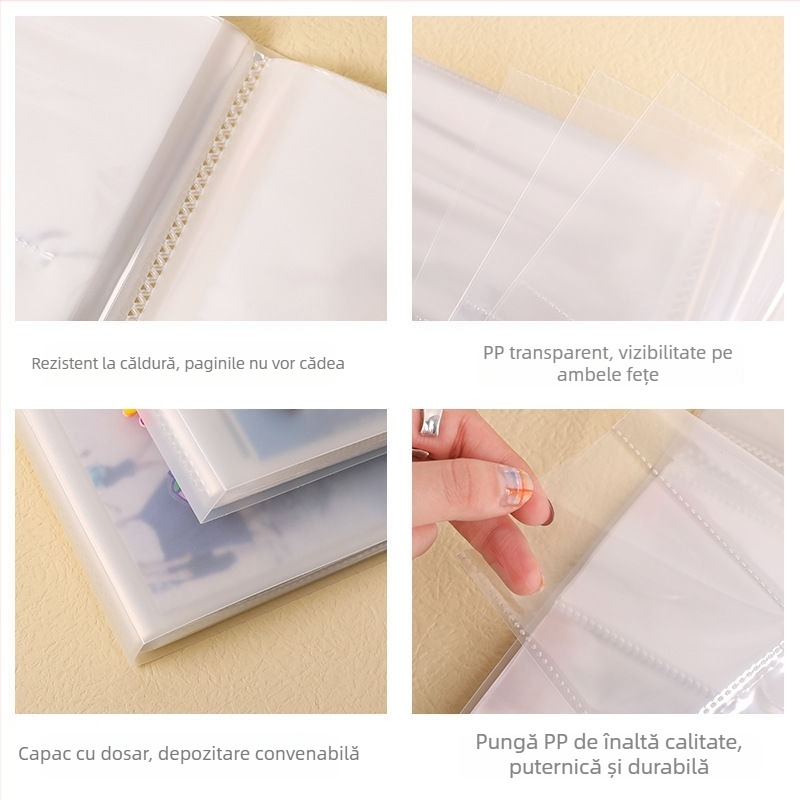 Album Polaroid mat pentru fotografii mici și cărți poștale, cu buzunare din plastic, pentru dimensiuni de 3, 4, 5 și 6 inch