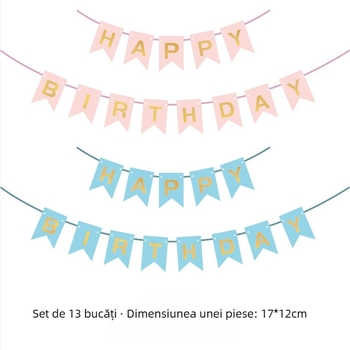 Banner cu litere Happy Birthday, cu folie de aur, în formă de coadă de pește, decor pentru perete de petrecere