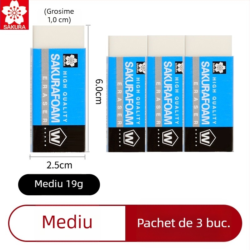 Radieră cu design Sakura Japoneză – ultra-curată, fără resturi, pentru artă și desene ale elevilor din învățământ primar
