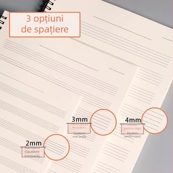 Carte de partituri cu cinci linii, spațiere lată, caiet profesional de partituri pentru pian, pentru elevi și începători, caiet de exerciții muzicale, ediție în vrac