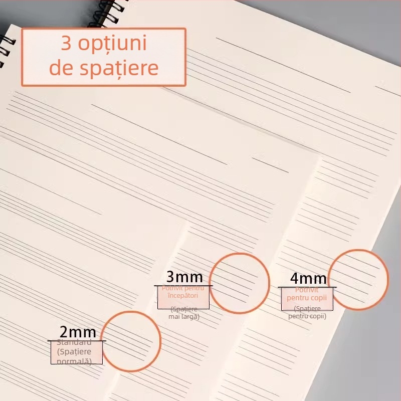 Carte de partituri cu cinci linii, spațiere lată, caiet profesional de partituri pentru pian, pentru elevi și începători, caiet de exerciții muzicale, ediție în vrac