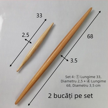 Rulou pentru aluat cu capete ascuțite, dublu, îngroșat