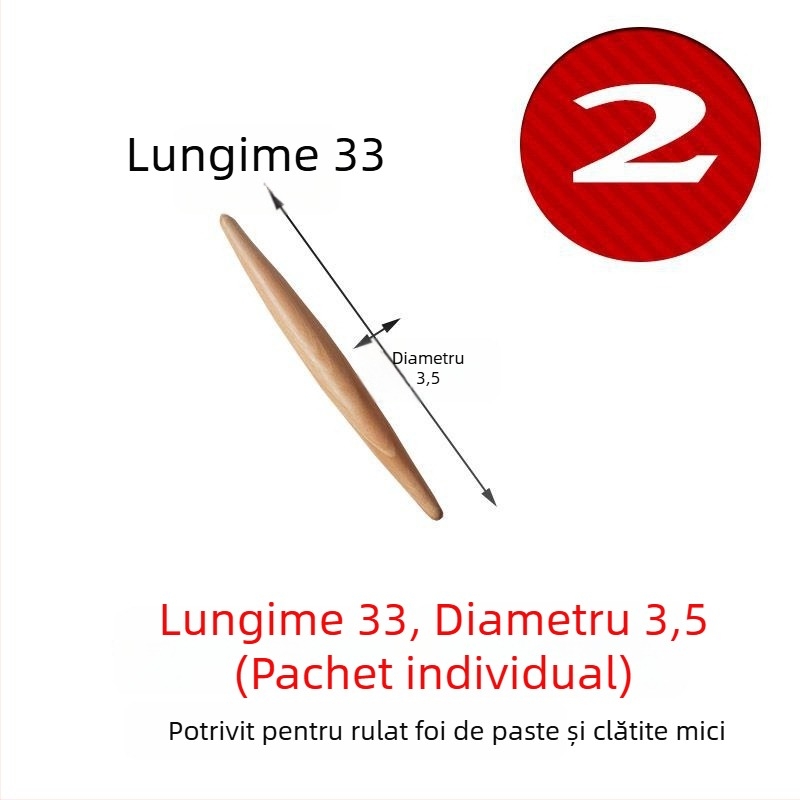Rulou pentru aluat cu capete ascuțite, dublu, îngroșat