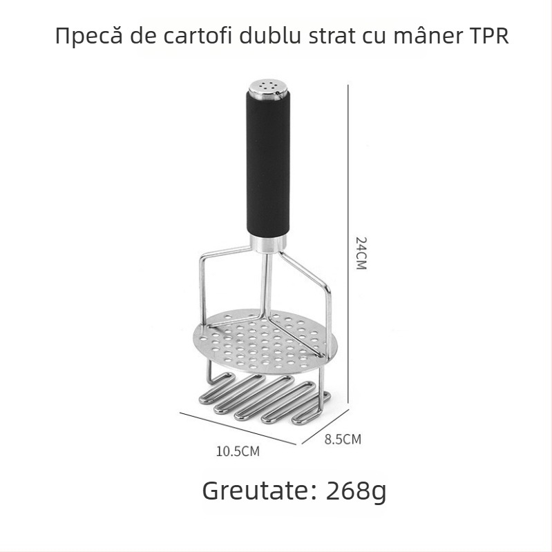 Presă de cartofi din oțel inoxidabil, zdrobitor manual cu două straturi