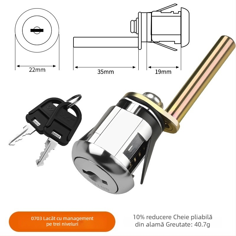 WT0703 Încuietoare pentru sertare cu gestionare în trei niveluri, încuietoare pentru dosare cu cilindru intercambiabil (cam lock)