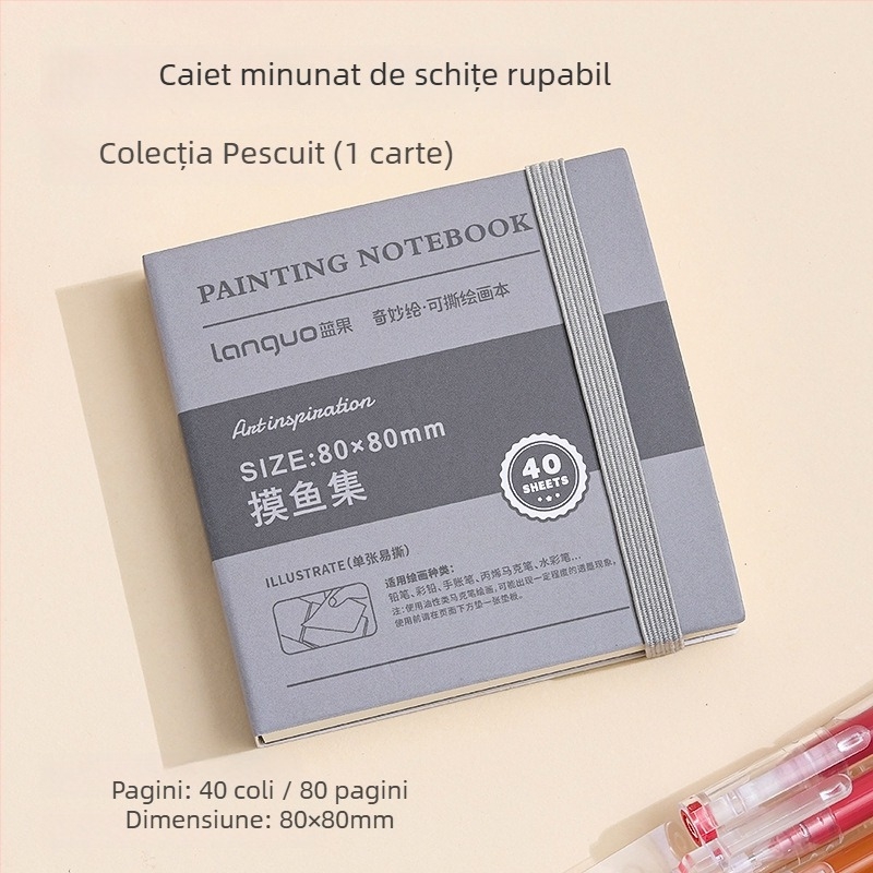 Blue Fruit caiet de desen detașabil pentru pictură – schițe, acuarelă, carton acrilic gros, 40 foi (80 pagini), hârtie 120 g, pentru marker