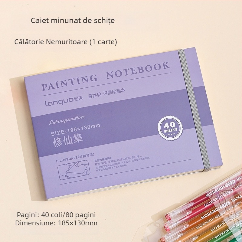 Blue Fruit caiet de desen detașabil pentru pictură – schițe, acuarelă, carton acrilic gros, 40 foi (80 pagini), hârtie 120 g, pentru marker