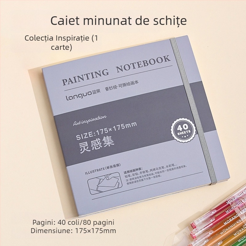 Blue Fruit caiet de desen detașabil pentru pictură – schițe, acuarelă, carton acrilic gros, 40 foi (80 pagini), hârtie 120 g, pentru marker