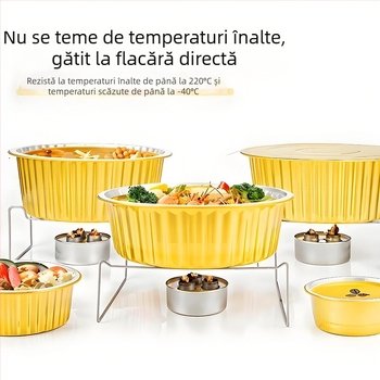 Tavă rotundă din folie de aluminiu pentru copt, 280×83 mm, 4000 ml, rezistentă la temperaturi înalte, antiaderent