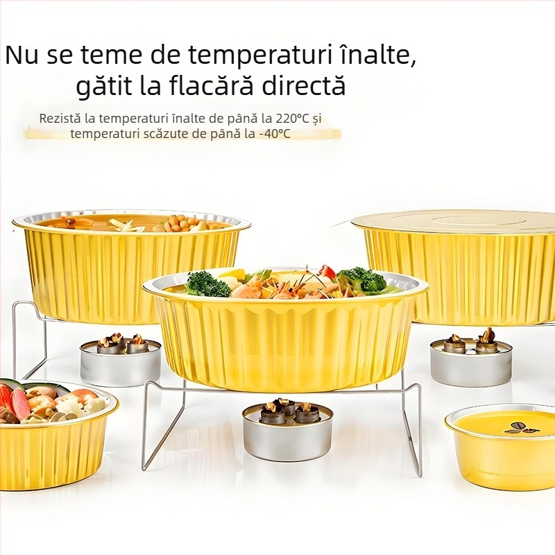 Tavă rotundă din folie de aluminiu pentru copt, 280×83 mm, 4000 ml, rezistentă la temperaturi înalte, antiaderent