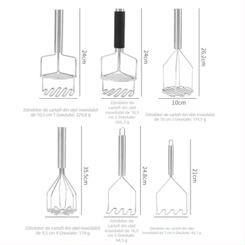 Zdrobitor de cartofi, din oțel inoxidabil 430, unealtă de bucătărie