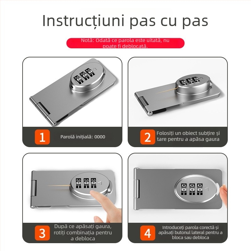 Încuietoare cu parolă pentru dulapuri și sertare, fără găuri pentru frigider, încuietoare anti-furt pentru sertare, încuietoare de dulap cu deschidere dublă, încuietoare pentru dosare/arhive