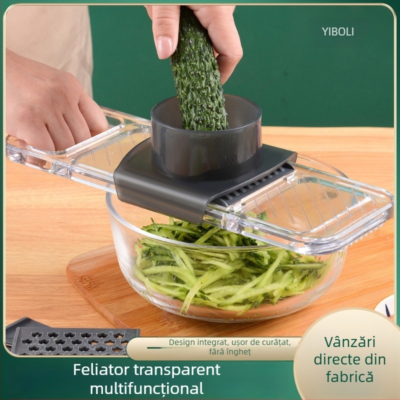 Ipoli tăietor de legume multifuncțional pentru bucătărie, 3 în 1, cu protecție pentru mână