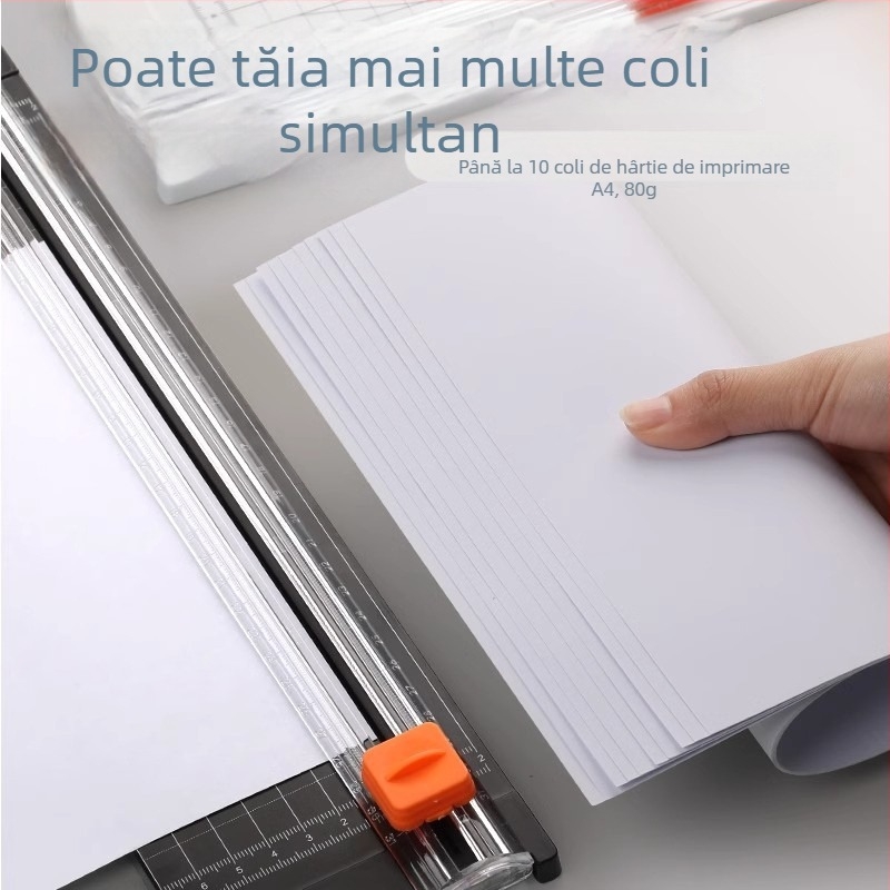 Tăietor de hârtie A4, mic, portabil, din plastic; tăietor pentru fotografii, mini ghilotină (model WMqzd-3)