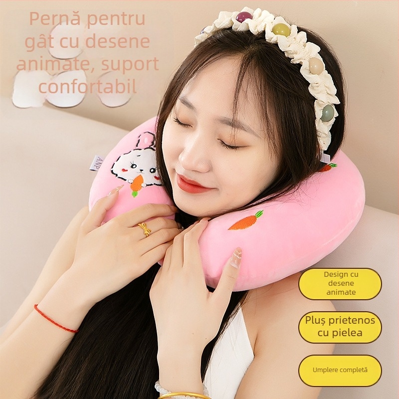 Pernă U în formă de desen animat pentru birou, școală și călătorii, pernă de avion portabilă cu logo personalizat