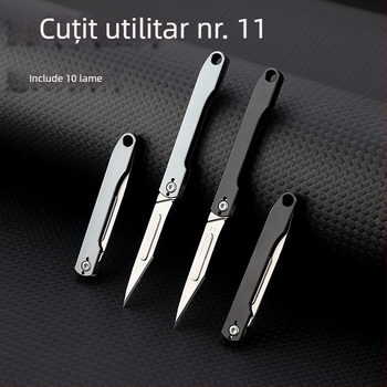 Nr. 11 Cuțit universal din aliaj de aluminiu, lamă pentru hârtie, mini cuțit pliant, lamă înlocuibilă, breloc portabil, cuțit pentru despachetare