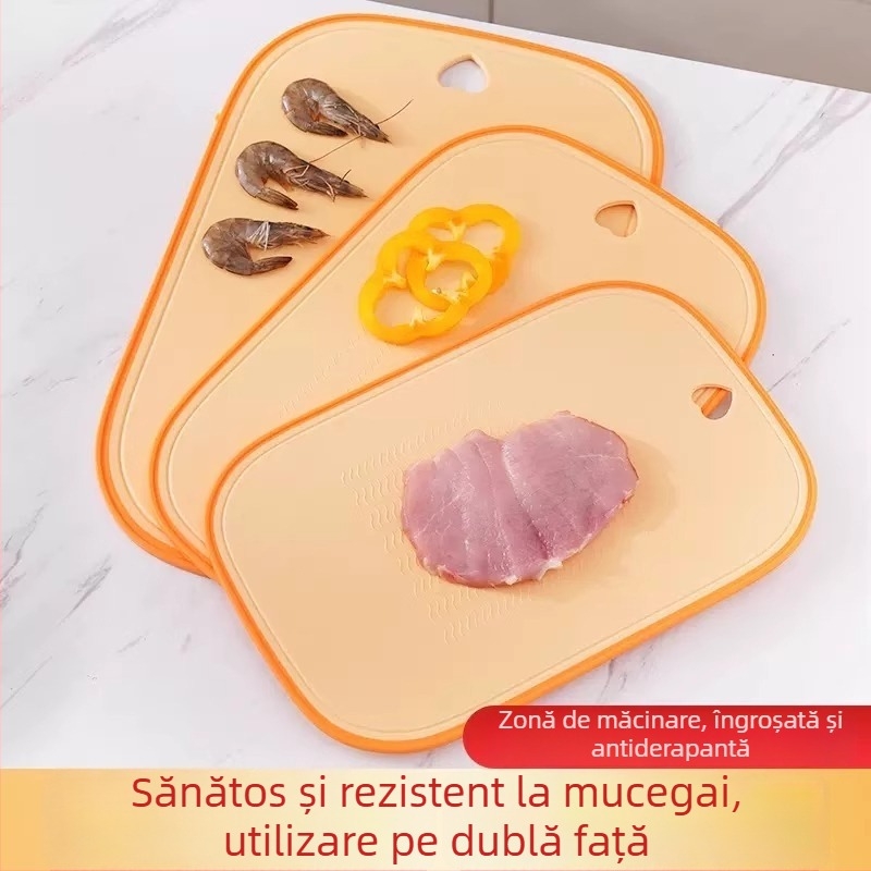 Placă de tăiat din plastic pentru bucătărie, antibacteriană, antimucegai, cu grosime sporită, cu două fețe, pentru legume și fructe.