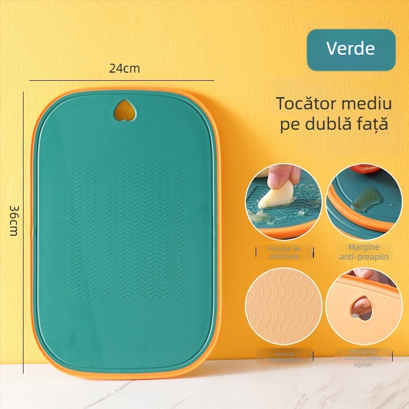 Placă de tăiat din plastic pentru bucătărie, antibacteriană, antimucegai, cu grosime sporită, cu două fețe, pentru legume și fructe.