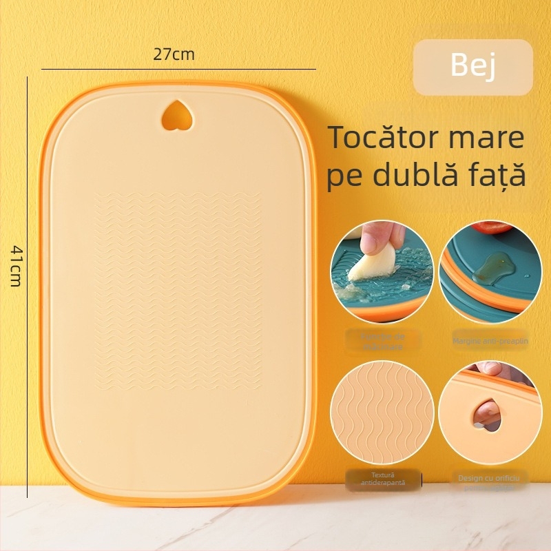 Placă de tăiat din plastic pentru bucătărie, antibacteriană, antimucegai, cu grosime sporită, cu două fețe, pentru legume și fructe.