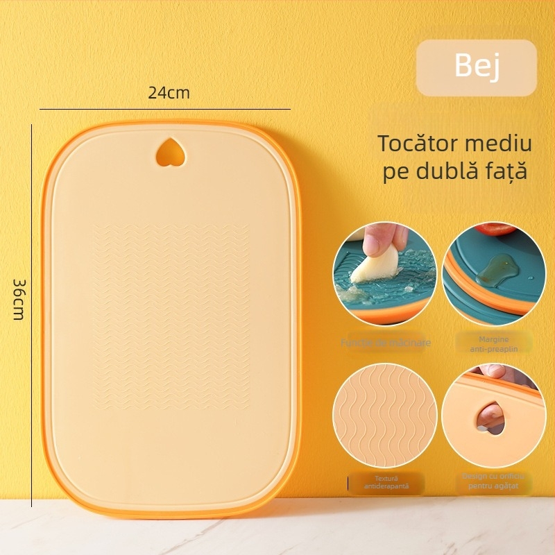 Placă de tăiat din plastic pentru bucătărie, antibacteriană, antimucegai, cu grosime sporită, cu două fețe, pentru legume și fructe.