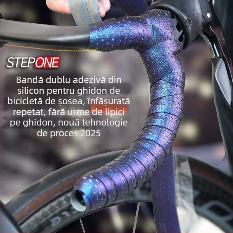 STEPONE bandă dublu-față din silicon pentru ghidonul bicicletei de șosea, anti-derapare și rezistentă la murdărie
