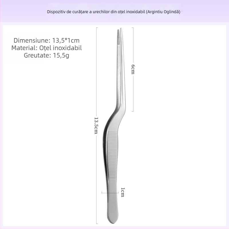 Set profesional pentru curățarea urechilor: pensete din oțel inoxidabil, clipsuri pentru urechi și linguriță pentru urechi, cu dinți în formă de crocodil, pentru copii și adulți