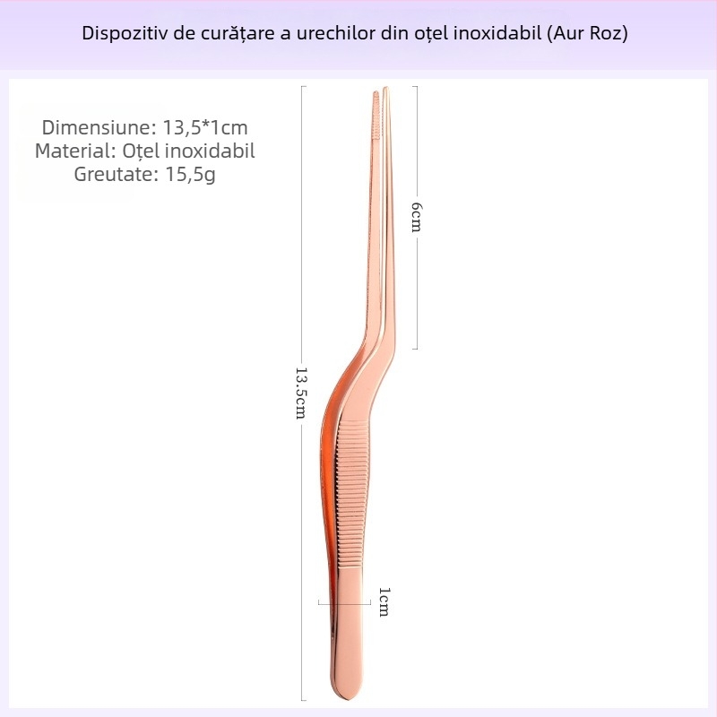 Set profesional pentru curățarea urechilor: pensete din oțel inoxidabil, clipsuri pentru urechi și linguriță pentru urechi, cu dinți în formă de crocodil, pentru copii și adulți