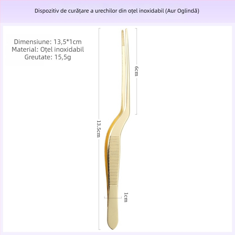 Set profesional pentru curățarea urechilor: pensete din oțel inoxidabil, clipsuri pentru urechi și linguriță pentru urechi, cu dinți în formă de crocodil, pentru copii și adulți