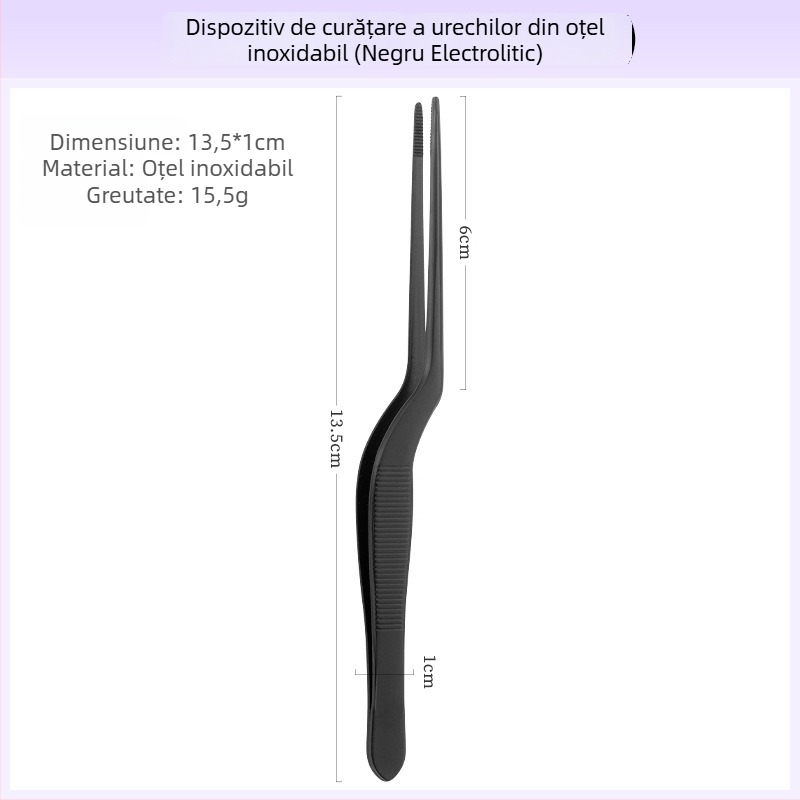 Set profesional pentru curățarea urechilor: pensete din oțel inoxidabil, clipsuri pentru urechi și linguriță pentru urechi, cu dinți în formă de crocodil, pentru copii și adulți