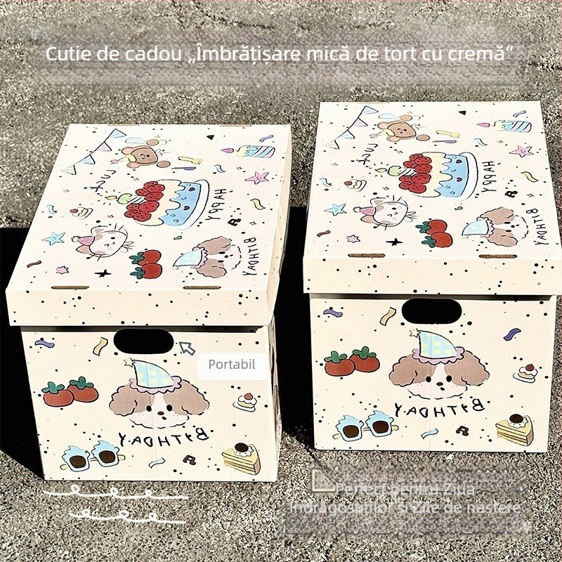 Cutie mare pentru cadouri, cutie goală, ambalaj de ziua de naștere rafinat, carton îngroșat, cutie de cadouri creativă, de înaltă valoare