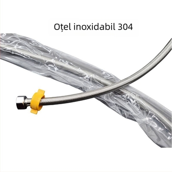 Conductă din oțel inoxidabil împletită, cu două capete, pentru alimentarea cu apă caldă și rece, conectare la duș