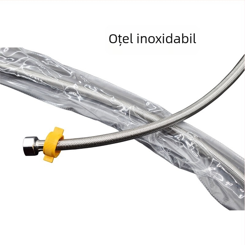 Conductă din oțel inoxidabil împletită, cu două capete, pentru alimentarea cu apă caldă și rece, conectare la duș