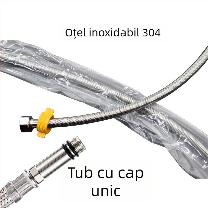Conductă din oțel inoxidabil împletită, cu două capete, pentru alimentarea cu apă caldă și rece, conectare la duș