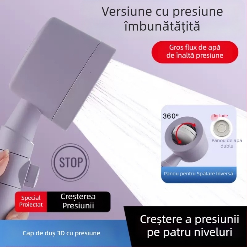 Duș manual cu filtru, presiune sporită și protecție împotriva înfundării
