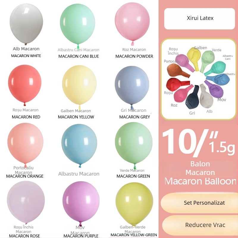 Balon latex de 10 inch, culoare macaron, pentru petreceri de copii și nunți