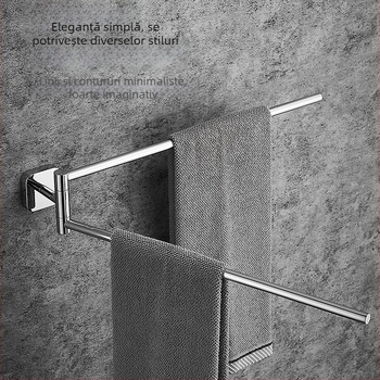 Bară de prosoape rotativă din oțel inoxidabil 304, baie, design minimalist modern