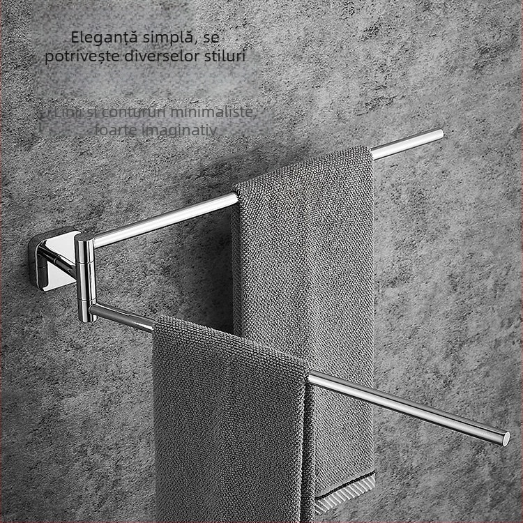Bară de prosoape rotativă din oțel inoxidabil 304, baie, design minimalist modern