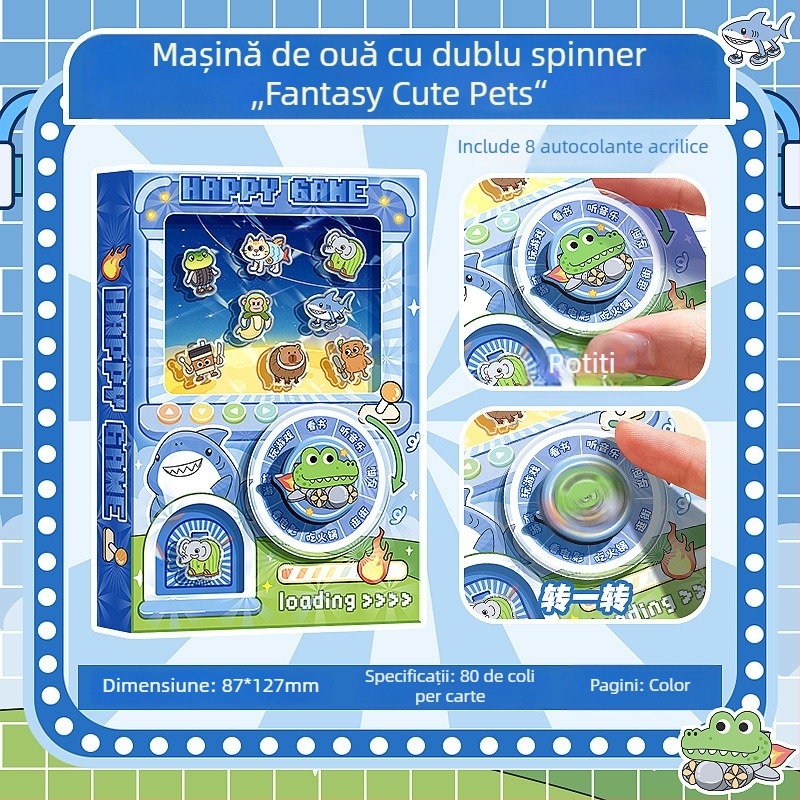 Kaba Bear Caiet de buzunar cu mecanism dublu de învârtire, temă desen animat pentru copii, pagini colorate
