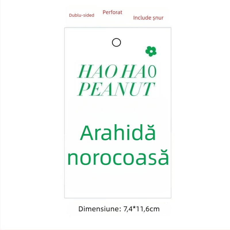 Card de felicitare cu flori și plante verzi, etichete față-verso pentru agățat și șnur de agățat inclus