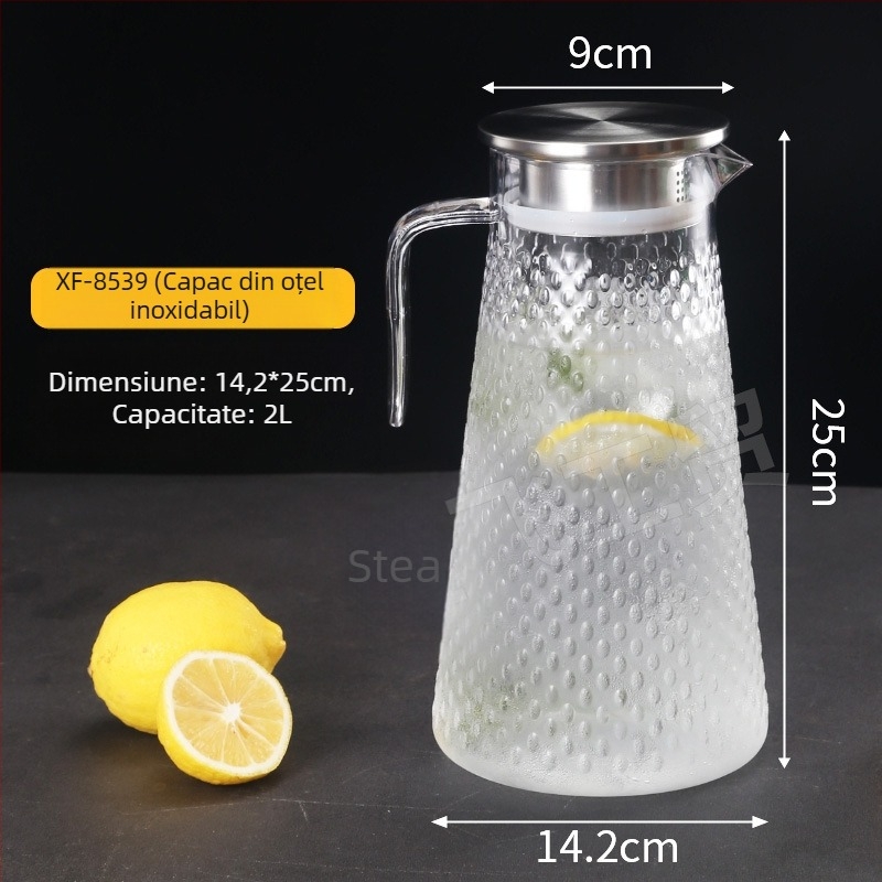 Sticlă acrilică pentru apă rece cu ceainic transparent, plastic PC, rezistentă la temperaturi înalte, potrivită pentru sucuri și băuturi