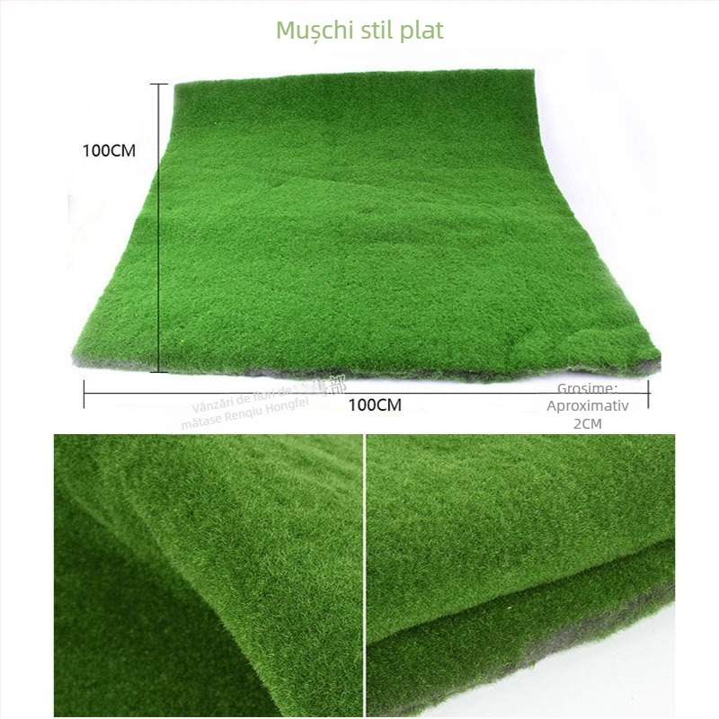 Perete din mușchi artificial cu textură de piatră, plante decorative artificiale, gazon sintetic pentru vitrine și ședințe foto, înălțime 1 m.