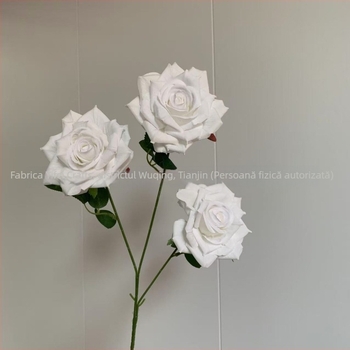 Trandafiri mocha din satin cu trei capete, flori artificiale pentru decor de nuntă