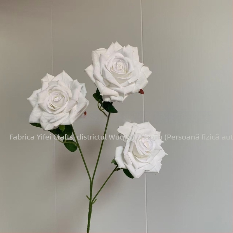 Trandafiri mocha din satin cu trei capete, flori artificiale pentru decor de nuntă